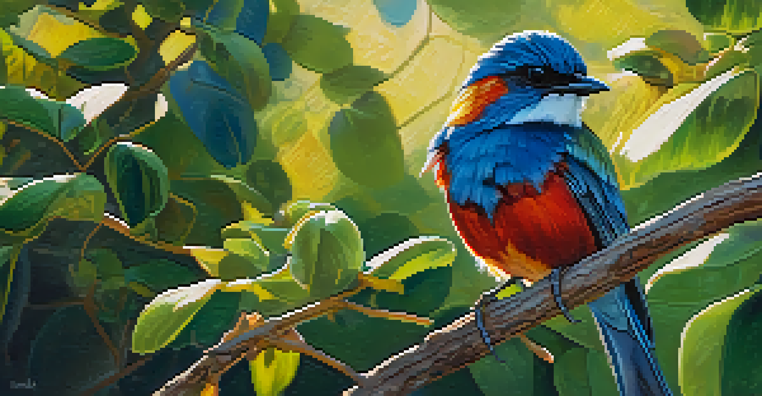 A colorful bird sitting on a branch in Sedona's forest.
