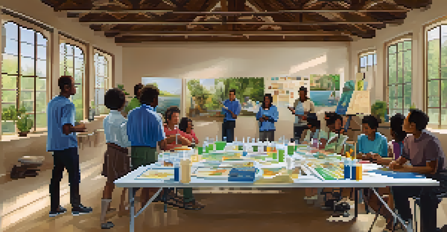A community workshop focused on water conservation with participants engaged in discussion.