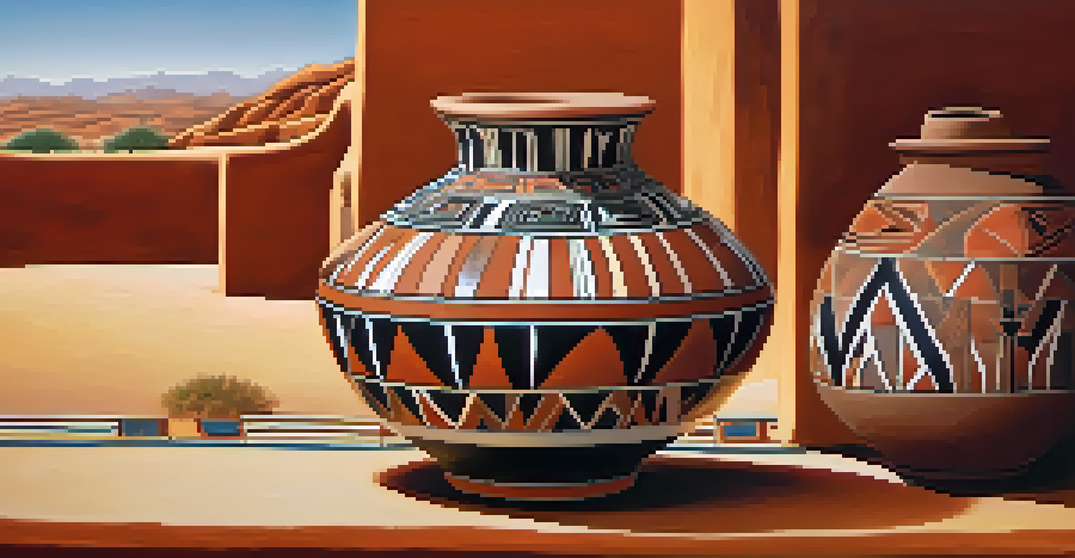 A detailed view of traditional Hopi pottery showcasing intricate designs.