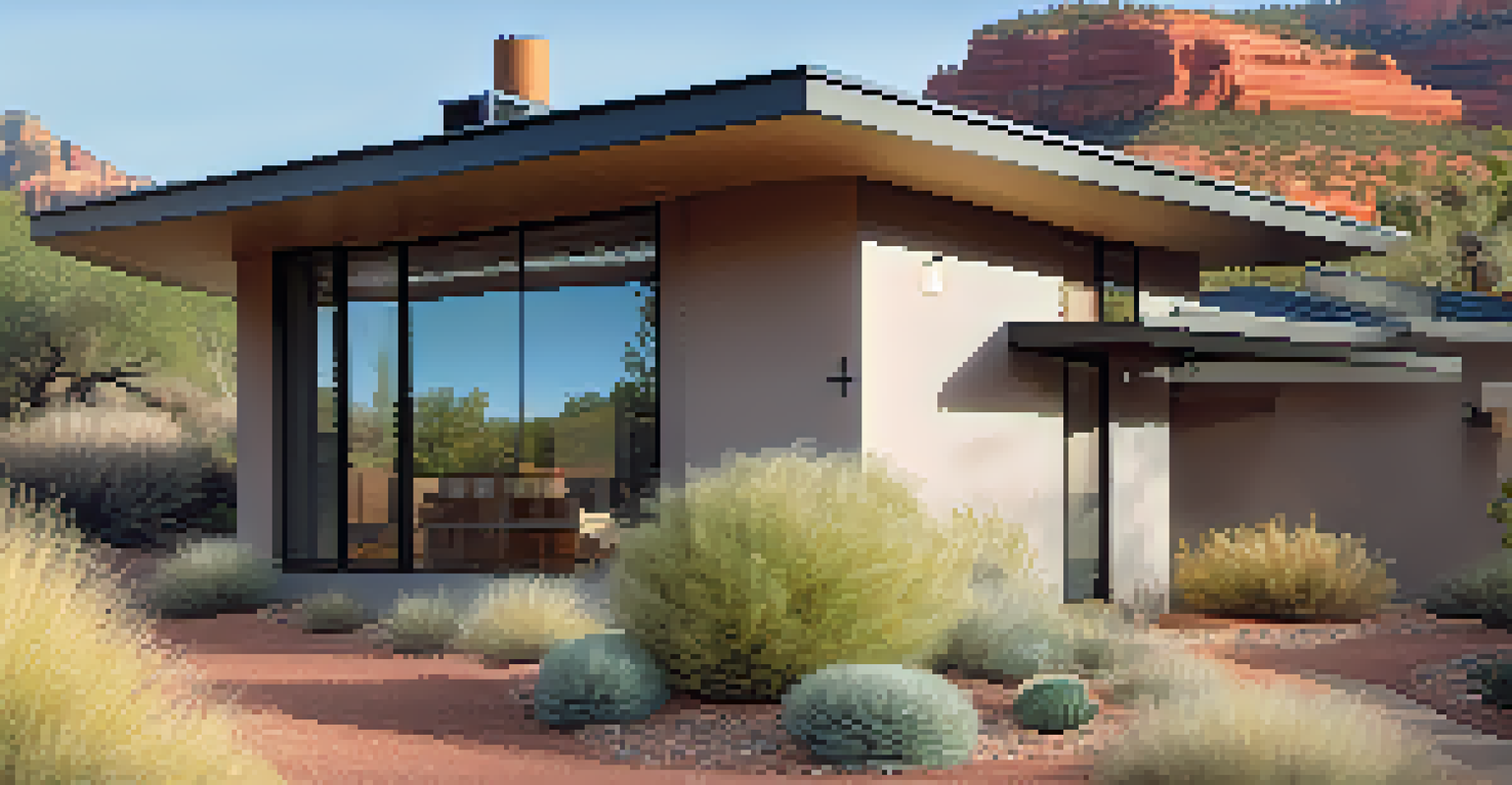 A close-up view of a defensible space around a home in Sedona, showcasing cleared brush and fire-resistant landscaping.