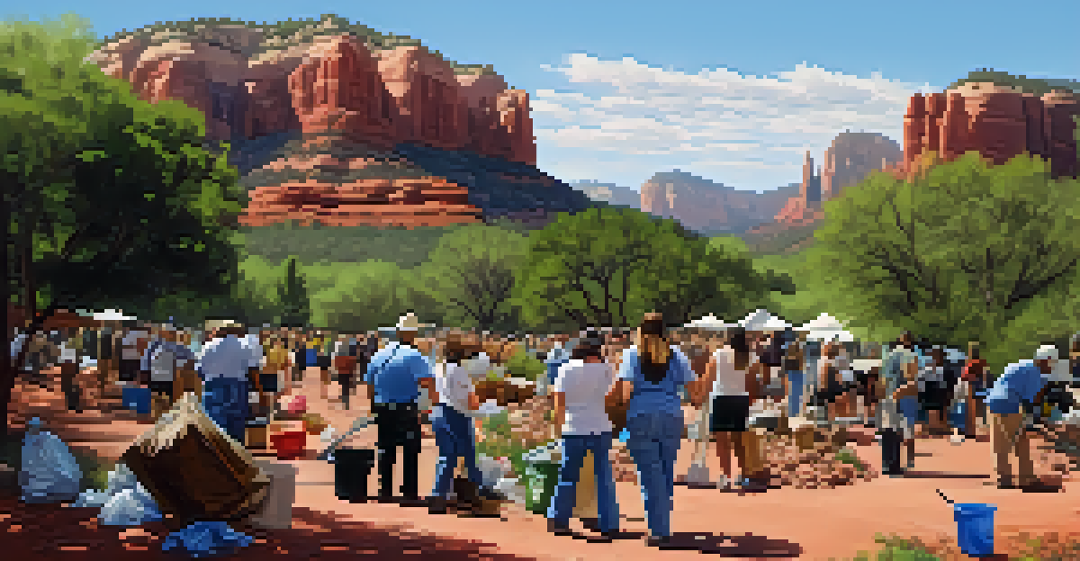 Local residents participating in a clean-up event in Sedona's scenic landscape.
