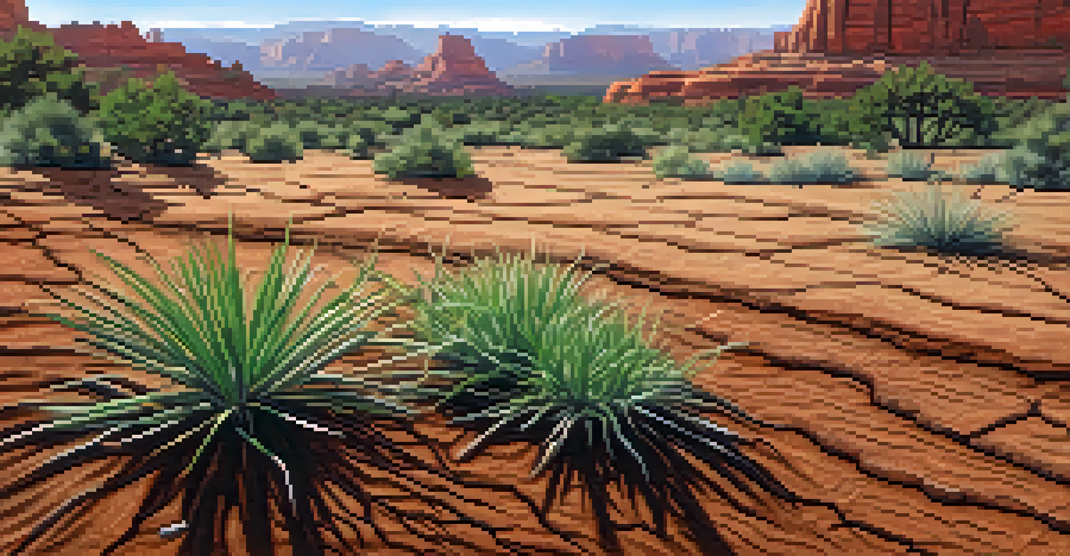 A close-up view of sandy soil in Sedona with organic matter, showing the texture and health of the soil.