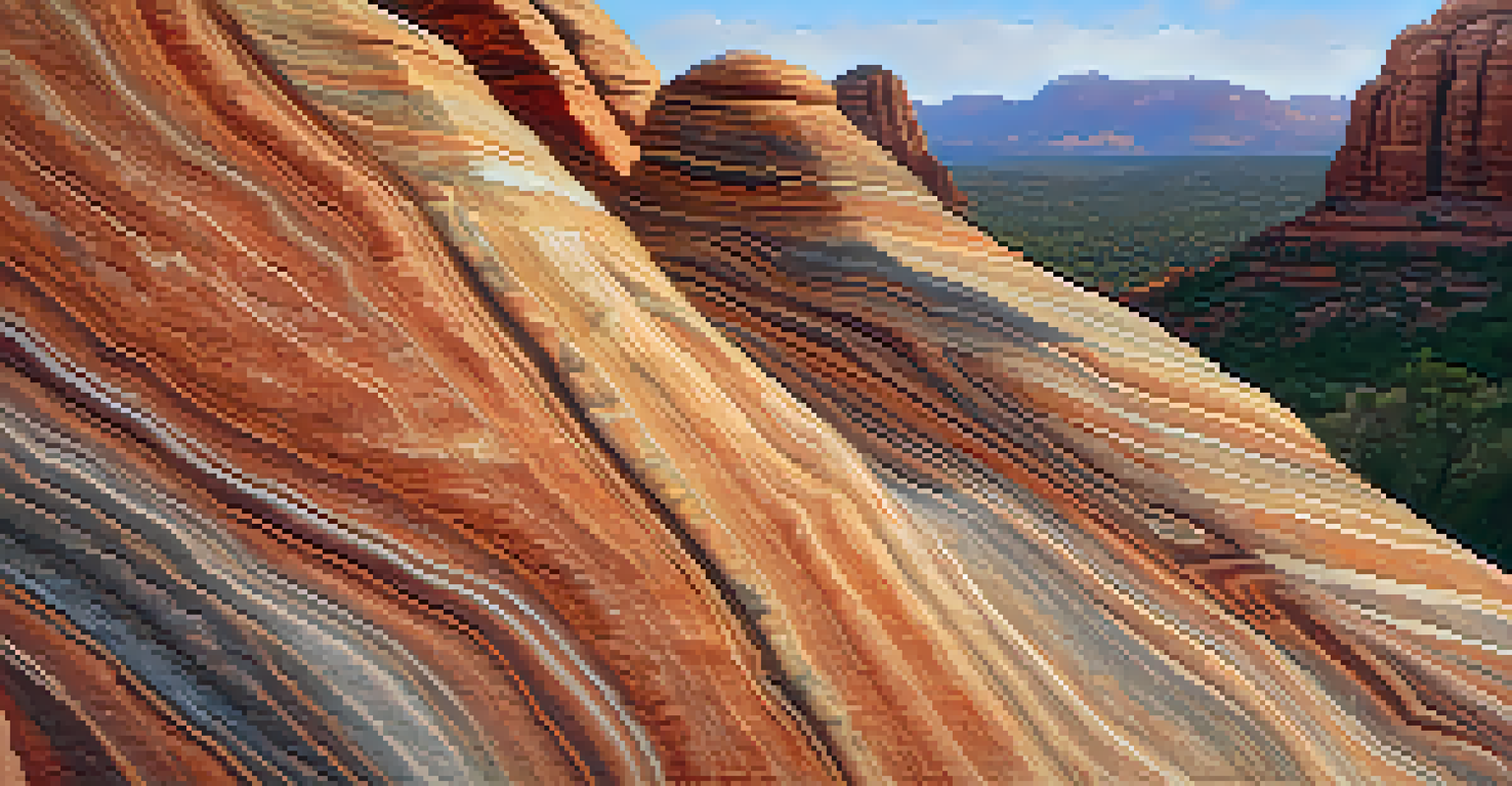A close-up image showcasing the texture and colors of a Sedona rock with a blurred background.
