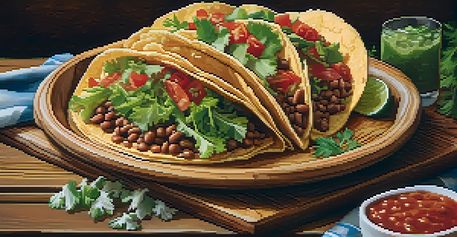 Close-up of a plate of Navajo tacos with fry bread, beans, cheese, lettuce, and salsa on a rustic wooden table.