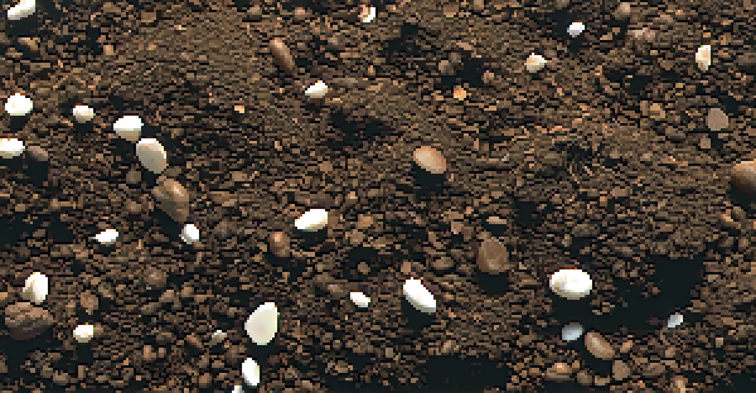 A close-up of healthy soil with dark compost and light perlite, showing textures and small roots in soft natural light.