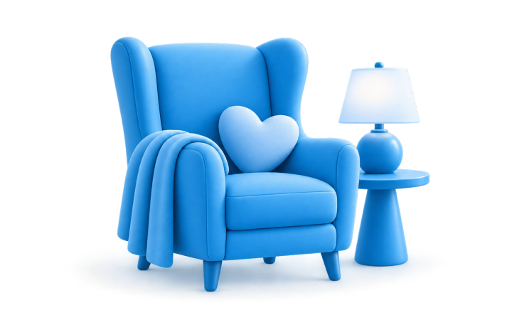 Illustration of a heart and leaves representing comfort, dignity and supportive care.