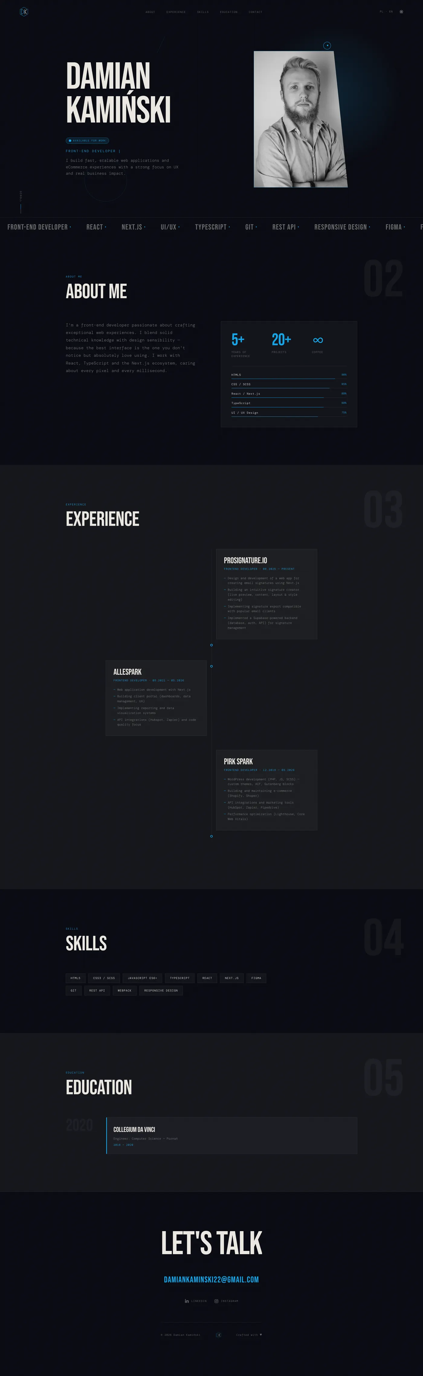 damiankaminski.com screenshot