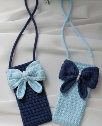 Handmade Crochet Mobile Pouch & Phone Bag – Multicolor Crochet Mobile Phone Pocket, Mini Sling Bag
