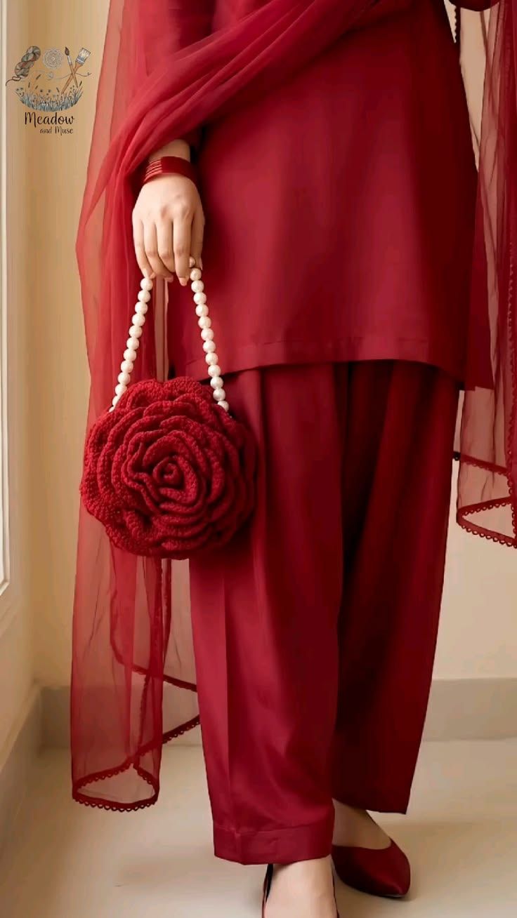 Handmade Crochet Rose Handbag