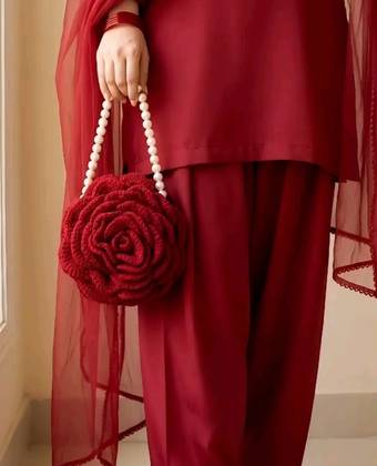 Handmade Crochet Rose Handbag for Women – Floral Crochet Flower Purse, Cute Handmade Bag & Gift
