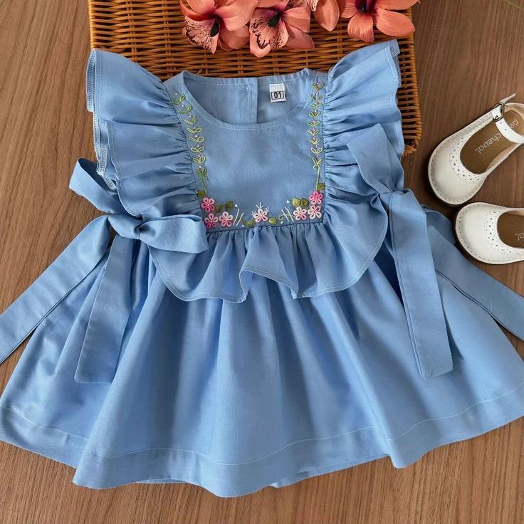 Baby Girl Pink Embroidered Frill Dress