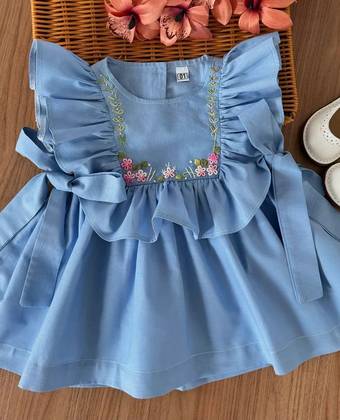 Baby Girl Pink Embroidered Frill Dress