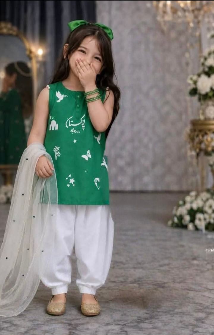 Pakistan Independence Day Kids 3-Piece Shalwar Kameez Set
