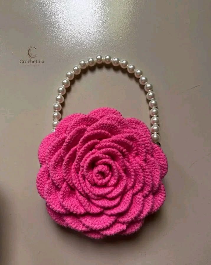 Handmade Crochet Rose Handbag