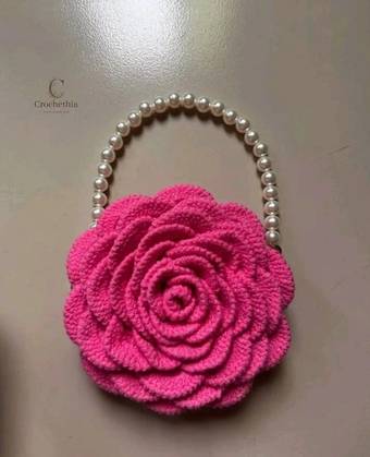 Handmade Crochet Rose Handbag for Women – Floral Crochet Flower Purse, Cute Handmade Bag & Gift