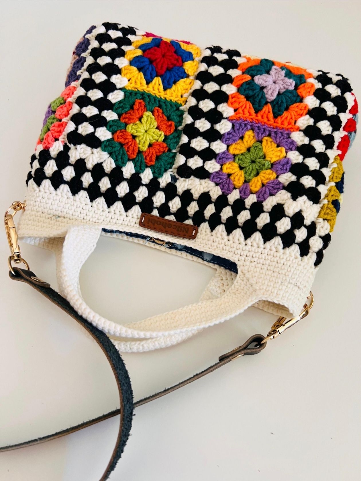 Handmade Granny Square Crochet Crossbody Bag
