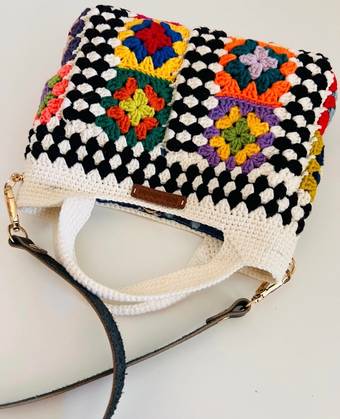 Handmade Granny Square Crochet Crossbody Bag