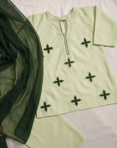 Hand embroidry 3 pcs kids dress