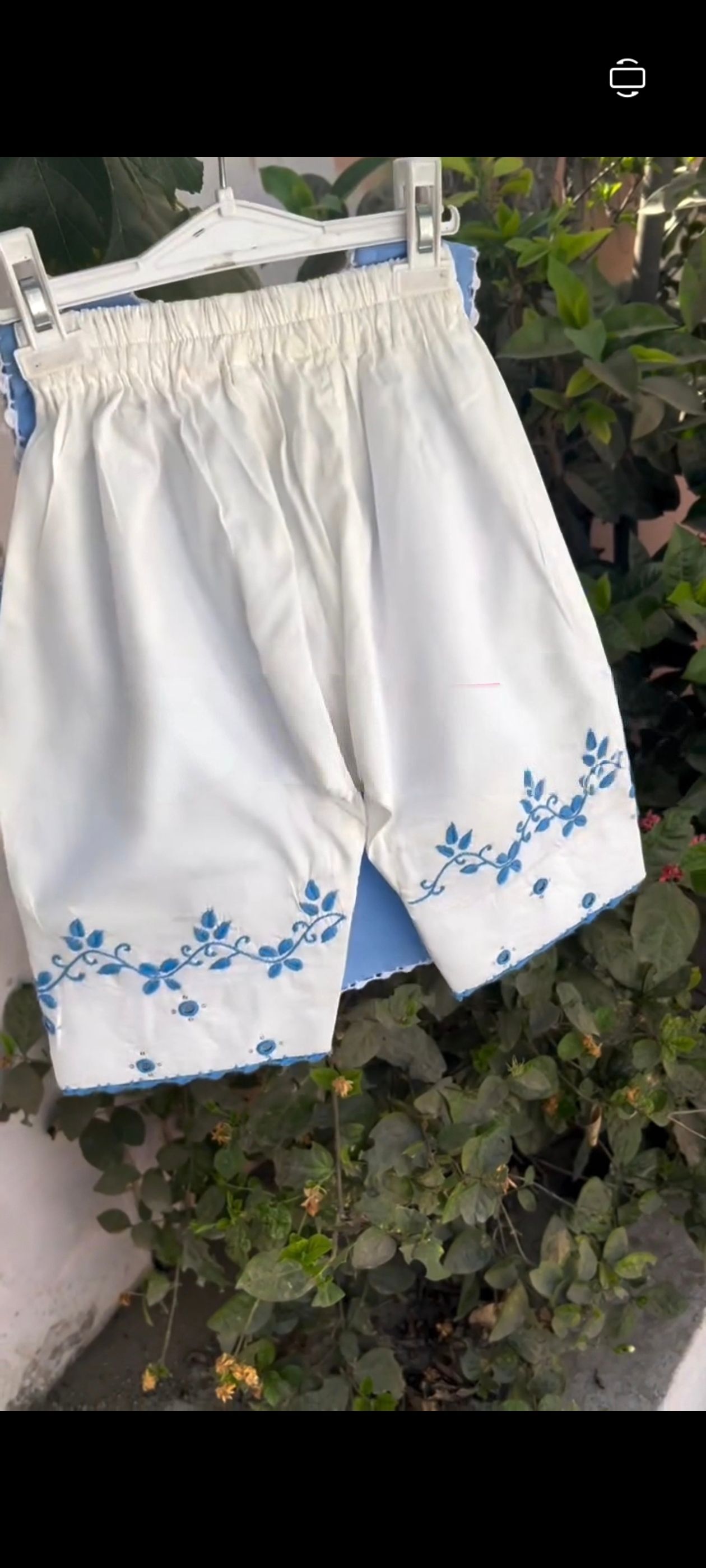 Sky Blue & White Embroidered Kids Summer Cord Set