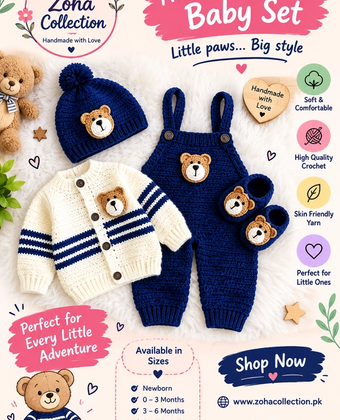 Handmade Crochet Baby Bear Romper – Cute Bear Outfit for Newborns & Babies, Cozy Crochet Baby Clothing