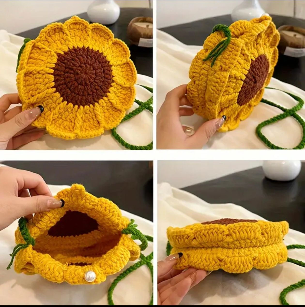 Crochet sunflower bag