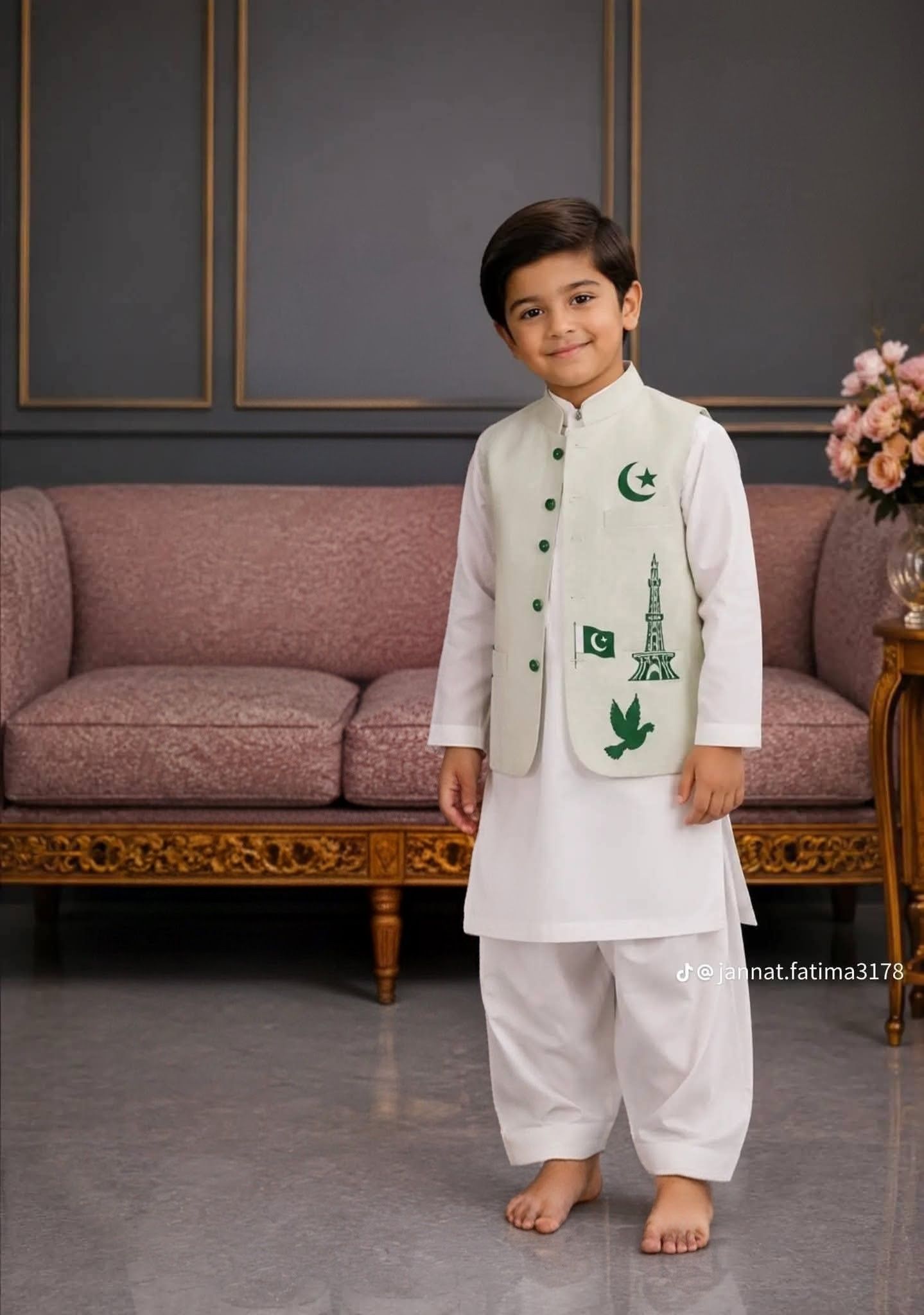 White shirt  shalwar and waist coat 3 pcs set for boys 