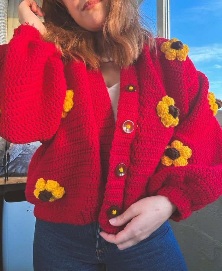 Handmade Crochet Floral Cardigan for Women
