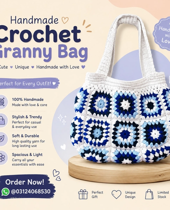 Crochet Granny Square Tote bag
