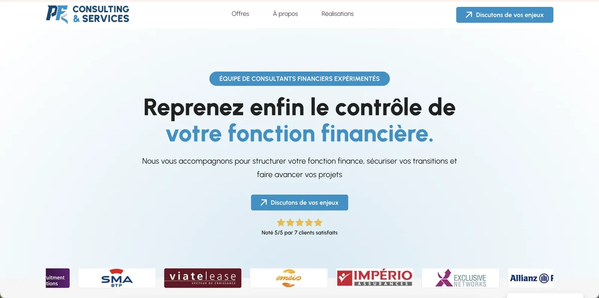 Capture du site PFK Consulting & Services