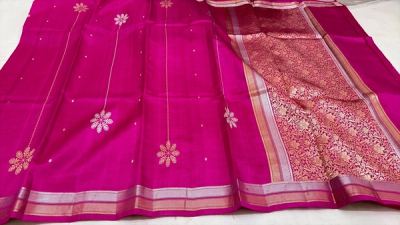 Midnight Blue Raw Silk, Silver Zari — photo 5