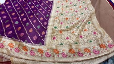 Dusty Rose Khaddi Chiffon, Contrast Pallu — photo 3