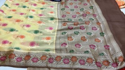 Dusty Rose Khaddi Chiffon, Contrast Pallu — photo 1