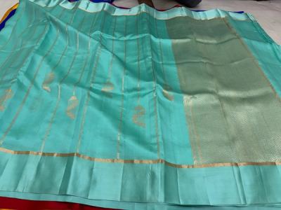 Midnight Blue Raw Silk, Silver Zari — photo 3