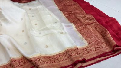 Deep Maroon Raw Silk with Gold Zari — photo 4