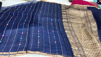 Emerald Kora Organza with Handwoven Border — photo 3