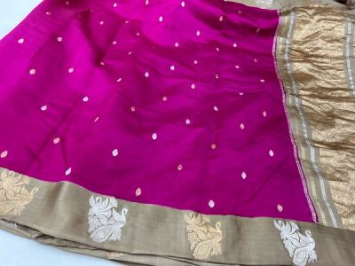 Midnight Blue Raw Silk, Silver Zari — photo 1