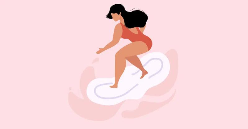 Illustrasjon av en kvinne som surfer på et truseinnlegg