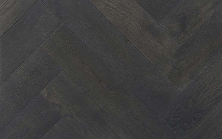 Herringbone Black Opal 750mm engineered European oak flooring board detail