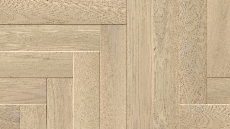 Coastal Pale Herringbone oak colour and herringbone layout sample.