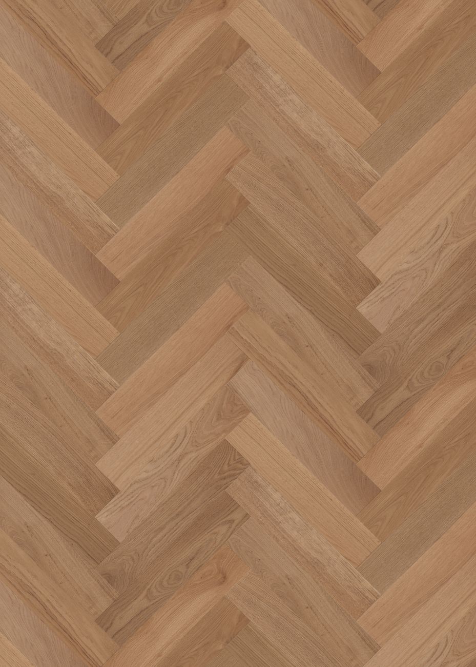 Fawn Oak Herringbone engineered european oak flooring colour and grain sample.