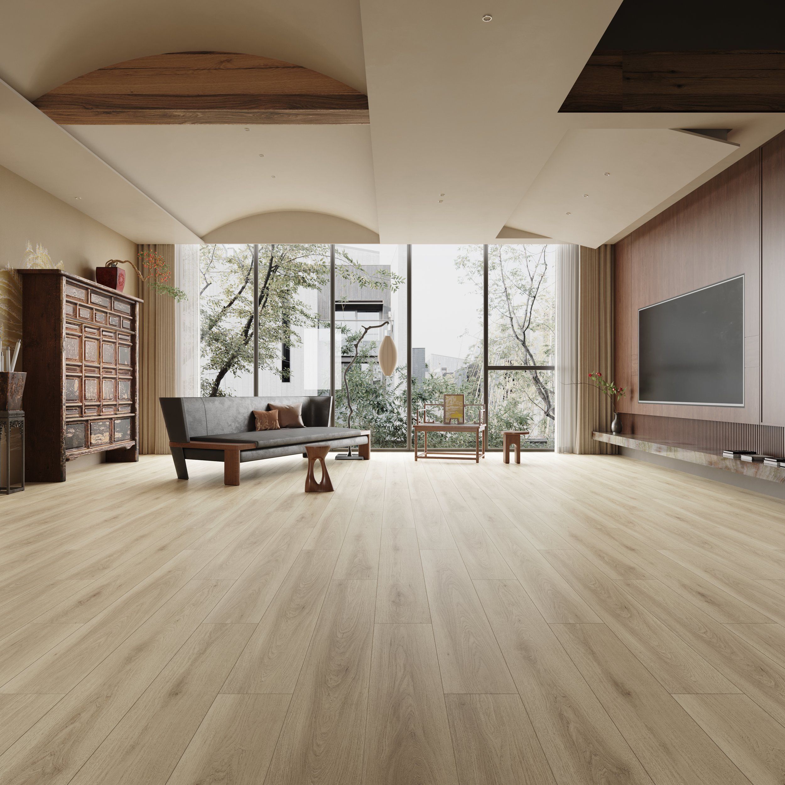 Laminate Cascade 12mm flooring colour and timber-look grain swatch.