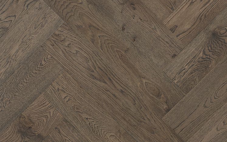 Herringbone Parisien Grey 750mm engineered European oak flooring board detail
