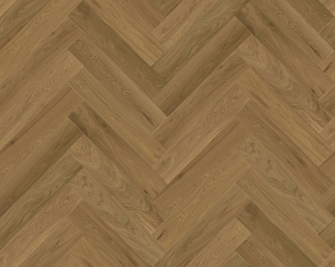 Acorn Brown Herringbone engineered european oak flooring colour and grain sample.