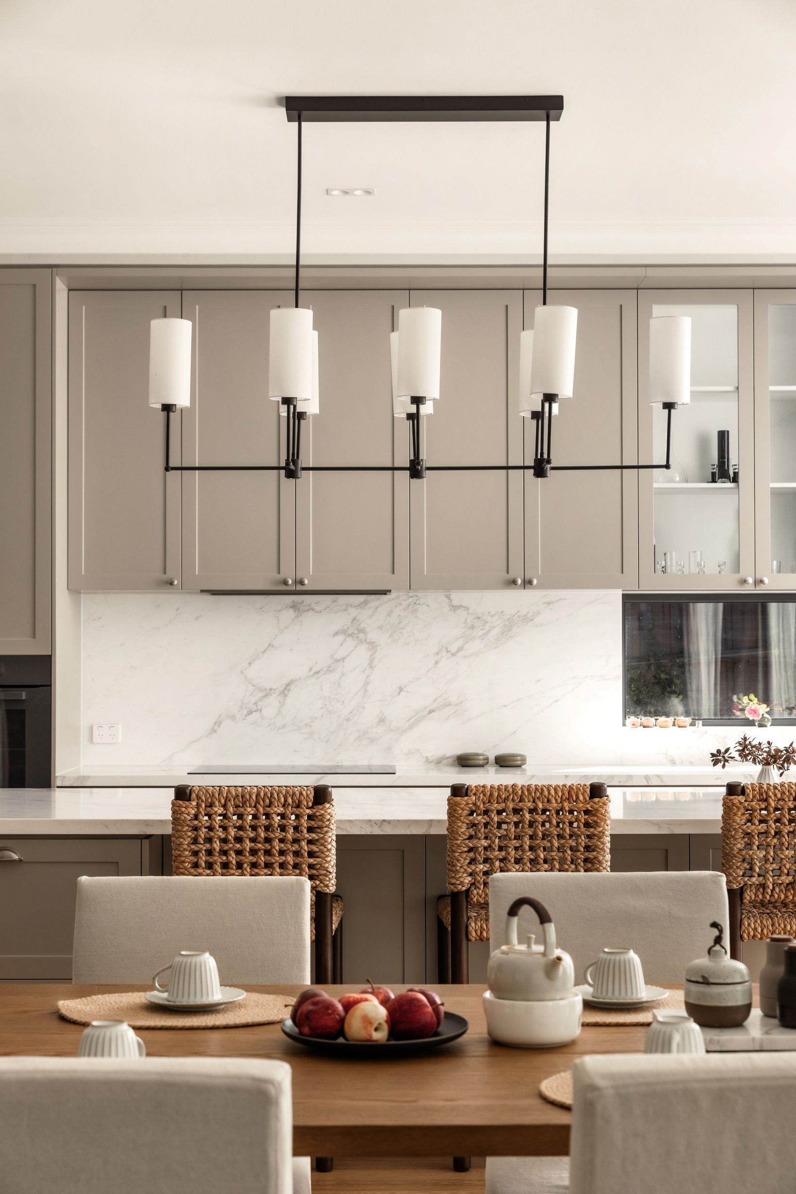 Kitchen and dining interior above Chesterfield oak flooring in Canterbury.