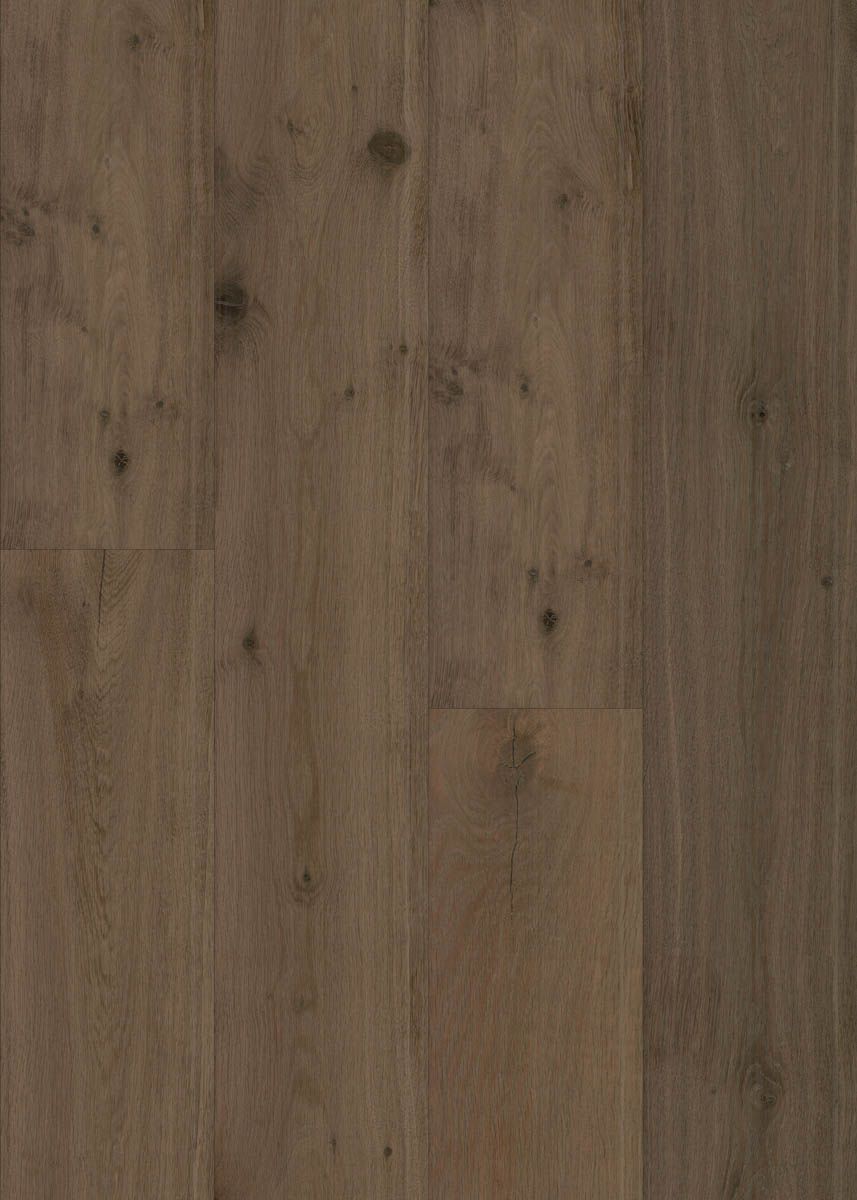 Smoked Brown engineered european oak flooring colour and grain sample.