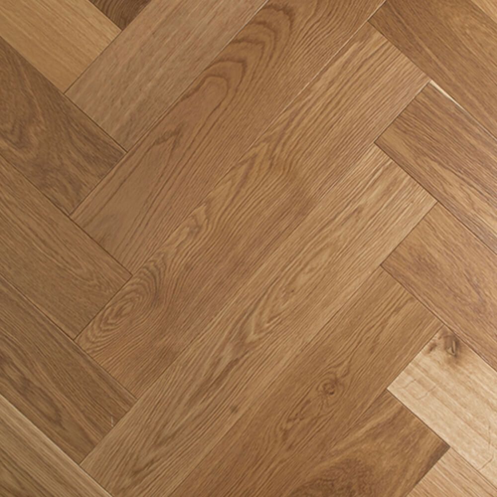 Herringbone Cognac engineered European oak herringbone flooring sample