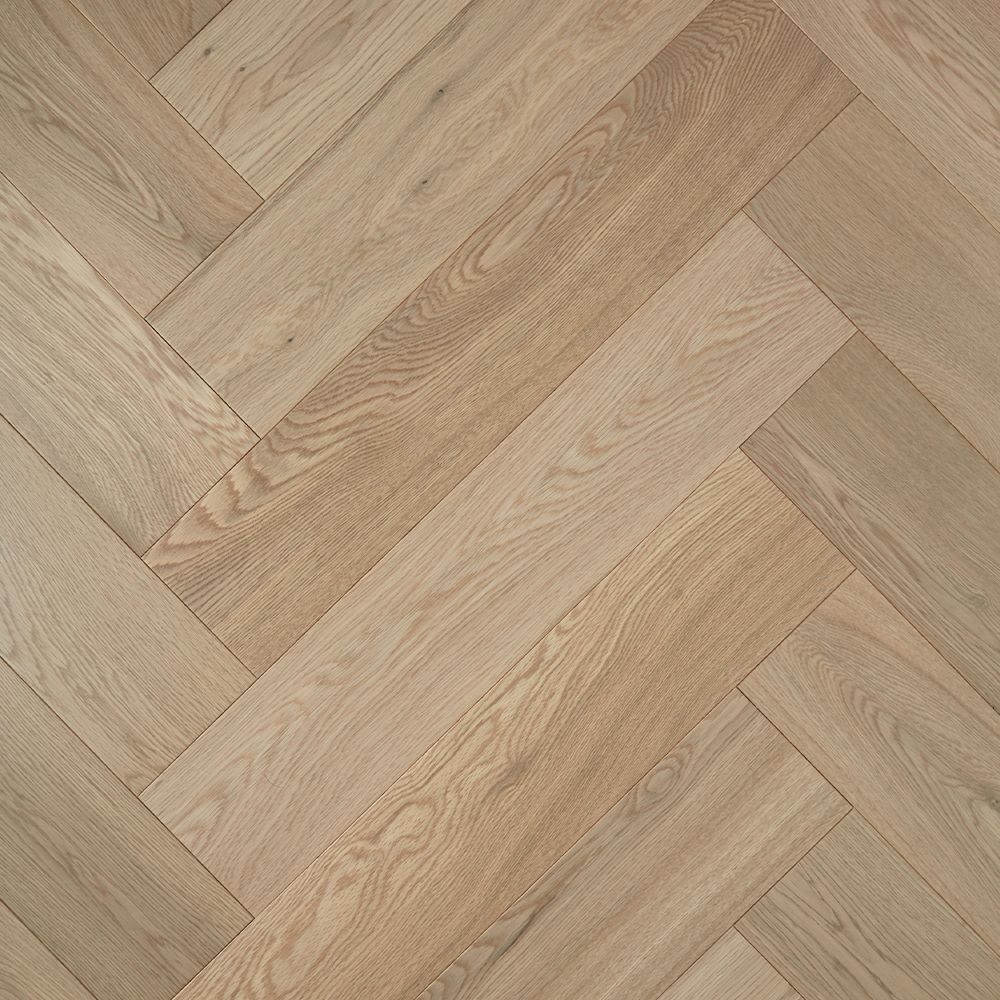 Herringbone Vanilla engineered European oak herringbone flooring sample