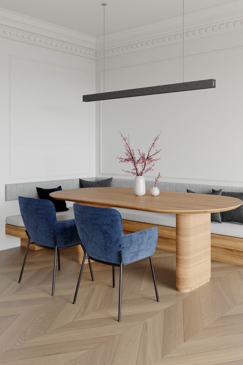 Chevron Tan Brown engineered European oak flooring interior scene