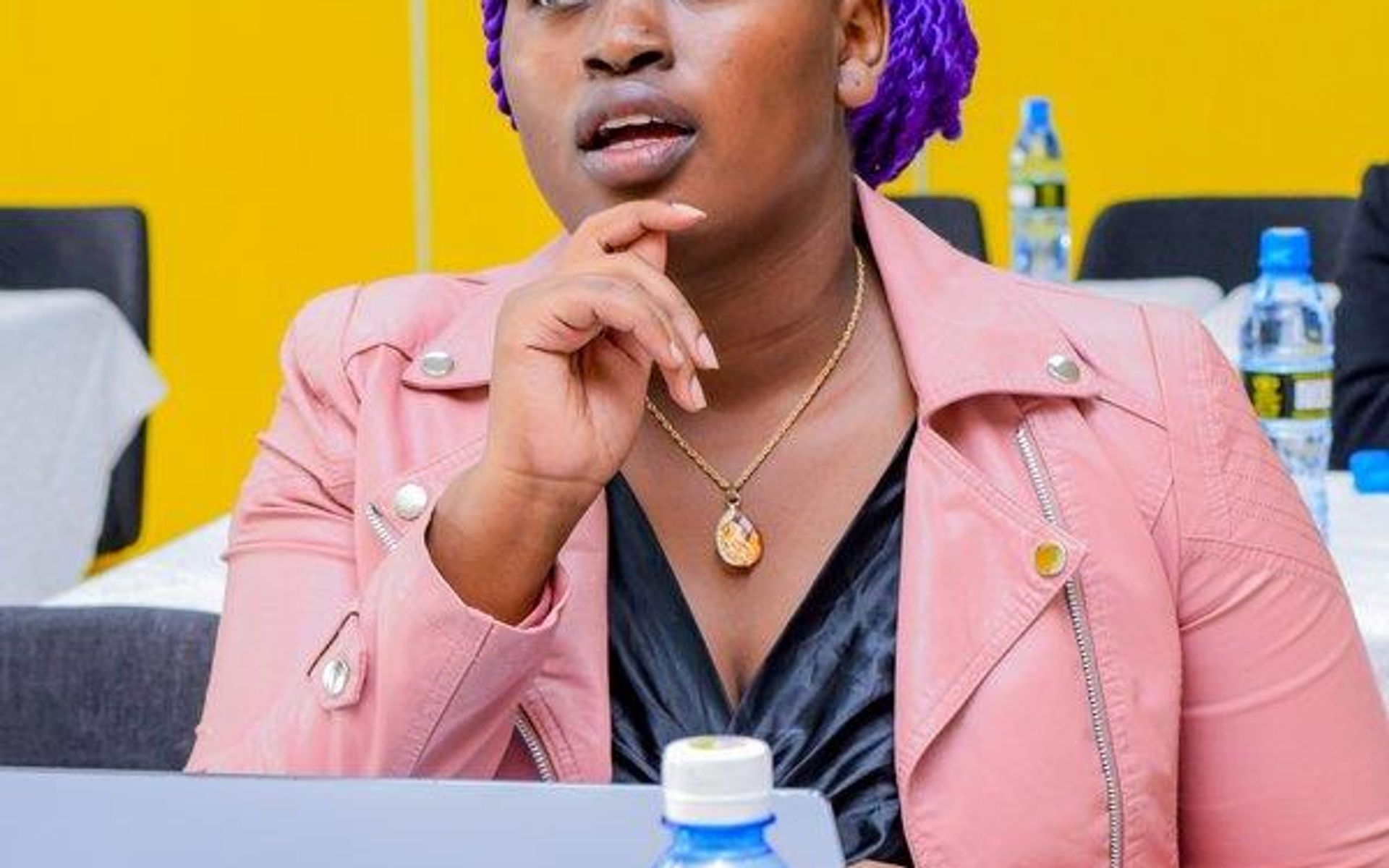 Candid attendee listening intently at a business seminar