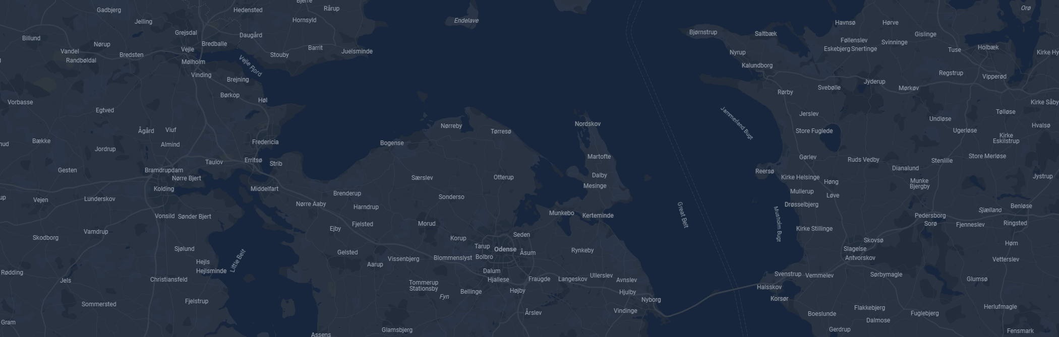 Et mørkt kort over Danmark